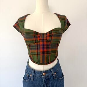 DANIELLE GUIZIO PLAID CORSET / BUSTIER CROP TOP